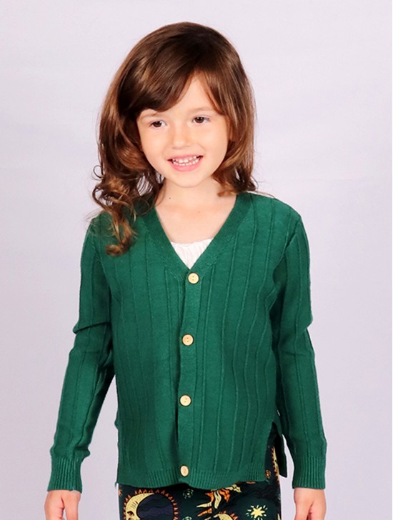 Kids Solid Colour Button Sweater